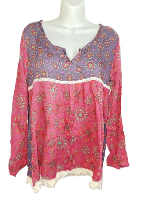 NATURAL LIFE Tops - Natural Life Floral Tunic L Pink Purple hippie boho festival beachwear nwt